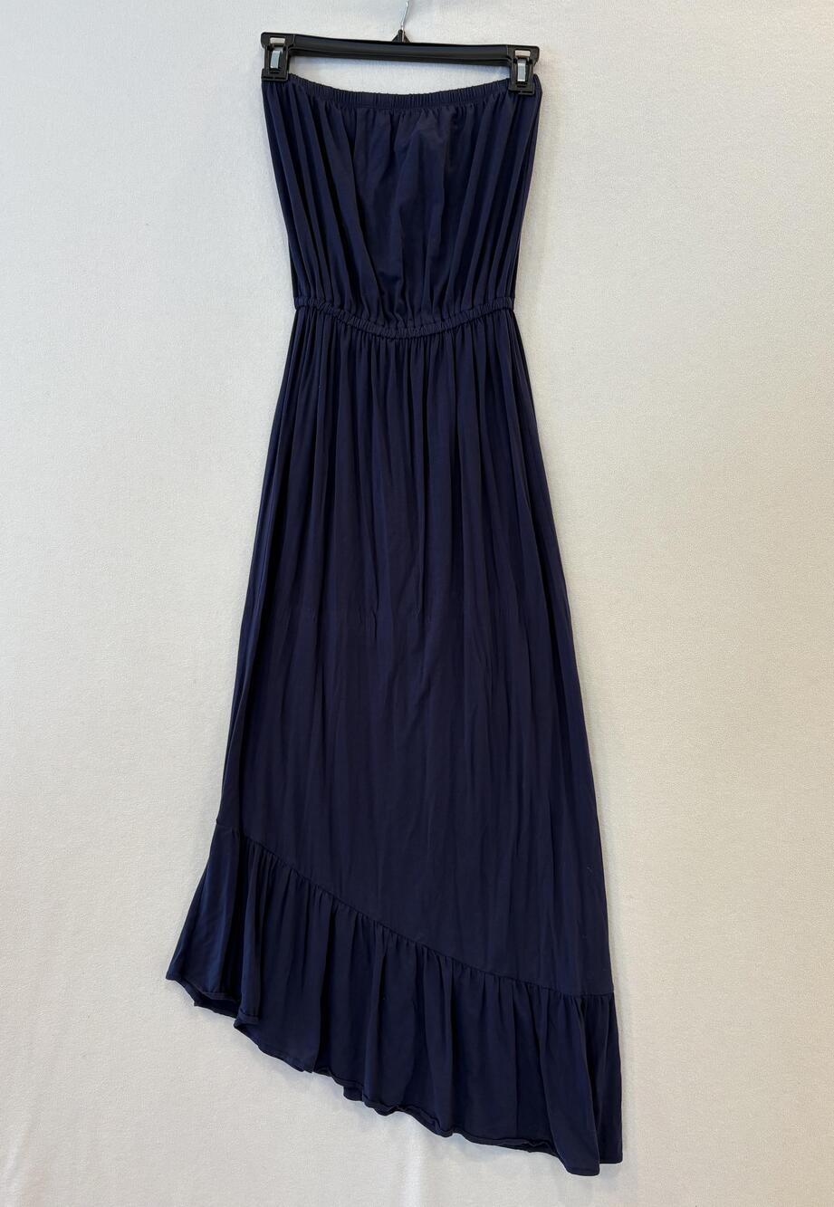 Lilly Pulitzer Dress Womens S Navy Blue Strapless Maxi Ruffle Hem Sundress